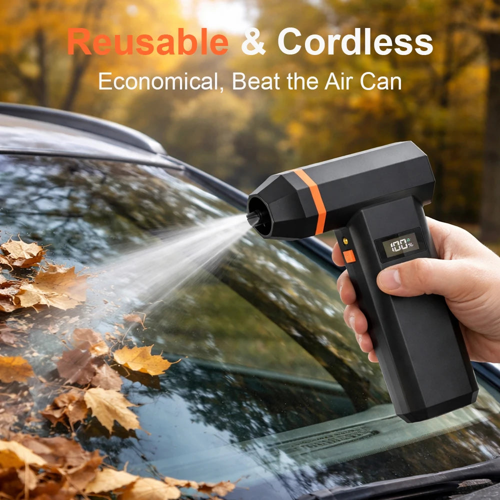 Powerful 140,000 RPM Cordless Air Blower & Vacuum – 220g Thrust, Rechargeable Dust Cleaner for Car Detailing, Keyboard & House – 4 Adjustable Speeds