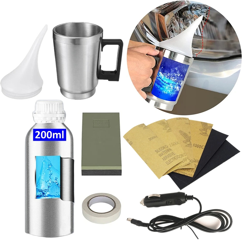 Headlight Restoration Renewal Kit Chemical Polish Headlights Car Polymer Liquid Steam Mug Set Repair Headlight Cleaner