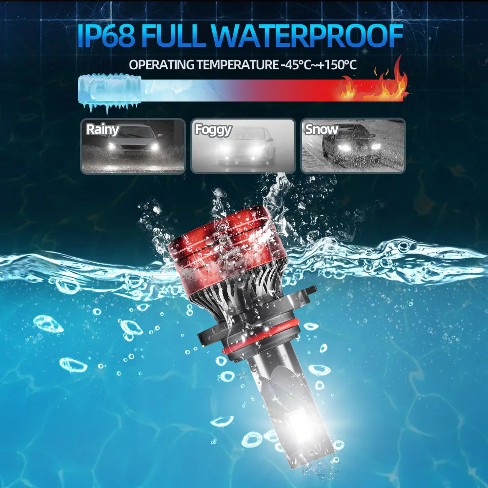 9005 HB3 Mini Car Headlight Bulb 60000LM 6000K White Running Front Head Lamp Cooling fan DC12V Auto Headlight
