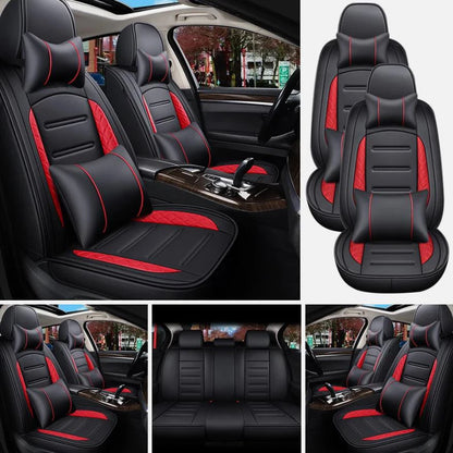 5-Seat Leather Front and Rear Full Set Car Seat Covers for Honda, with Pillows and Cushions Auto Interior Accessories